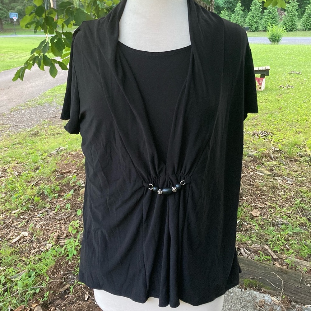 NOTATIONS BLACK TOP WOMENS 1X BEADED ACCENT GOTHIC CLASS WITCHY WOMAN